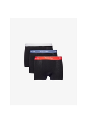 Mens Calvin Klein Icon Logo-Waist Pack Of Three Cotton-Jersey Trunks