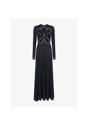 Womens Rabanne Embellishmed Cut-Out Stretch-Woven Maxi Gown