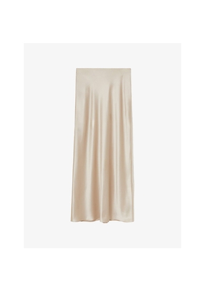Womens Reiss Saskia High-Rise Straight Silk Maxi Skirt