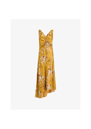 Womens Allsaints Alexi Floral-Print Satin Midi Dress