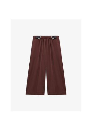 Womens Loewe Cropped Belted Cotton-Silk Blend Trousers