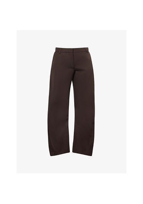 Womens Acne Studios Mid-Rise Barrel-Leg Wool Trousers