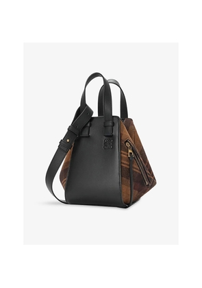 Womens Loewe Hammock Compact Tartan Leather Top-Handle Bag