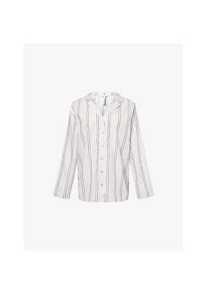 Womens Hanro Sleep & Lounge Striped Cotton-Poplin Pyjama Top