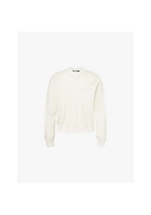 Mens Jacquemus Embroidered-Logo Long-Sleeve Wool Blend Sweater