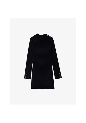 Womens Zadig&Voltaire Striped Knitted Wool and Cashmere Mini Dress