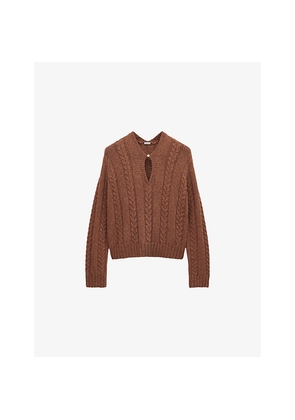 Womens Loewe Keyhole Cable-Knit Wool Jumper