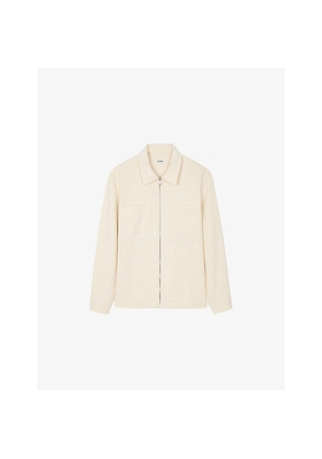 Mens Sandro Patch-Pocket Corduroy Zip-Up Overshirt