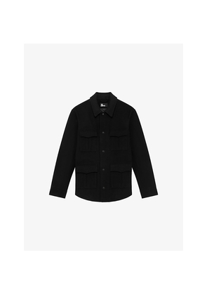 Mens The Kooples Flap-Pocket Regular-Fit Wool-Blend Overshirt