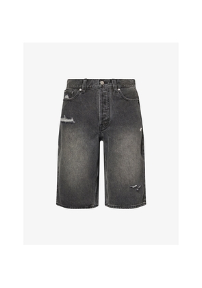 Mens A Bathing Ape Sta Embroidered Distressed Denim Shorts