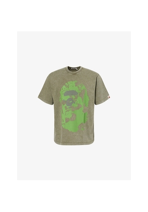 Mens A Bathing Ape Ape Head Brand-Print Cotton-Jersey T-Shirt