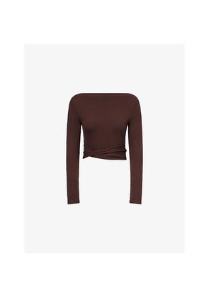 Womens Dissh Hadley Twist Stretch-Woven Top