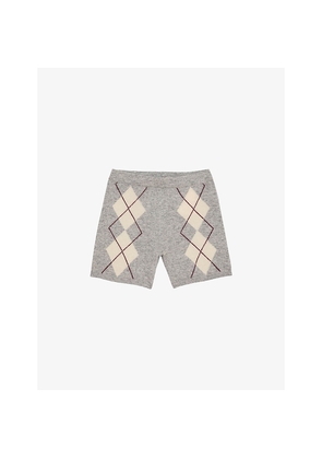 Womens Sandro Argyle-Print High-Rise Wool and Cashmere-Blend Shorts