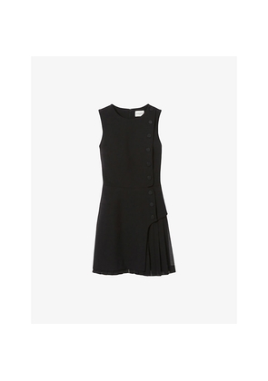 Womens Claudie Pierlot Sleeveless Pleated-Skirt Stretch-Woven Mini Dress