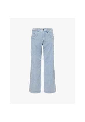 Mens Honor The Gift Indigo Wide-Leg Cotton-Blend Trousers