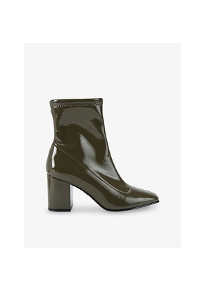 Womens Carvela Strut Patent Faux Leather Ankle Boots