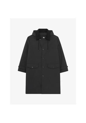 Mens The Kooples Detachable-Hood Side-Pocket Shell Trench Coat