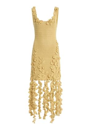 Oscar de la Renta Appliquéd Crocheted-Cotton Mini Dress - Moda Operandi