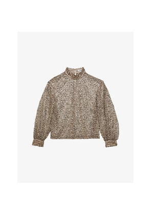 Womens Reiss Sienna High-Neck Sequin-Embellished Woven Top