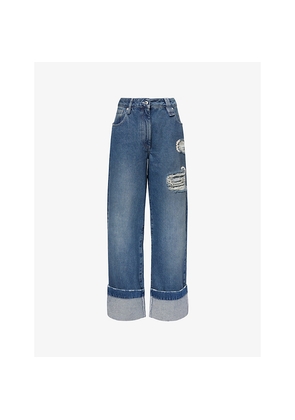 Womens Simone Rocha Distressed Straight-Leg Denim Jeans