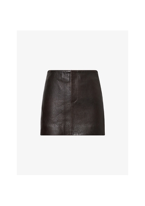 Womens Represent Drive Midi-Waist Leather Mini Skirt
