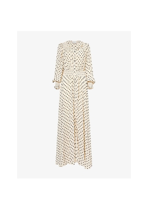 Womens Reformation x Nara Smith Ruffle Polka-Dot Woven Midi Dress