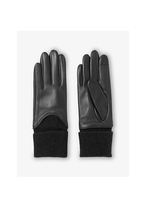 Womens Claudie Pierlot Ribbed Leather Gloves