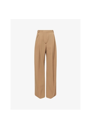 Womens Victoria Beckham Charlee Wide-Leg High-Rise Wool Trousers