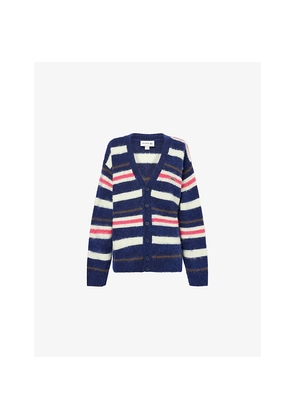 Mens Lacoste Stripe-Print Oversized-Fit Wool-Blend Cardigan