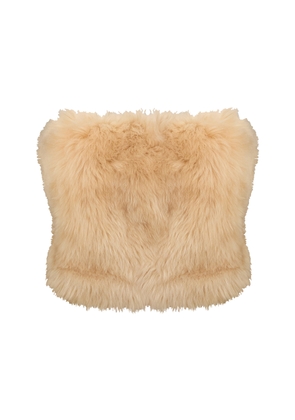 The New Arrivals Ilkyaz Ozel Dogi Strapless Shearling Top - Moda Operandi