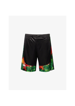 Mens Pleasures x Boiler Room Aqua Sport Satin-Jersey Shorts