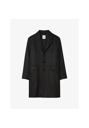 Mens Sandro Broadcloth Lapel-Collar Wool Coat