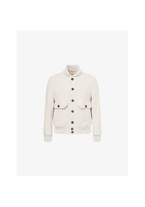 Mens Eleventy Ribbed-Trims Long-Sleeve Wool Blend Bomber Jacket
