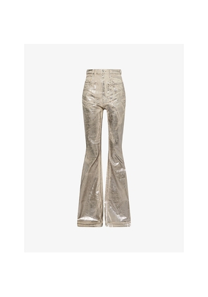 Womens Rick Owens Drkshdw Bolan Bootcut Metallic Cotton-Blend Trousers