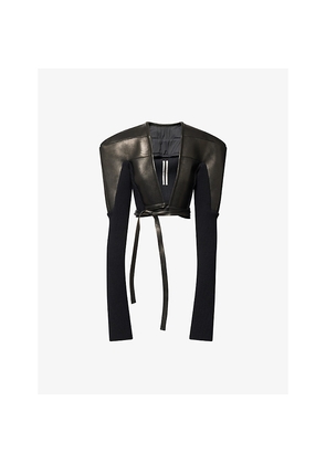 Womens Rick Owens Tight Cropped Leather Jacket
