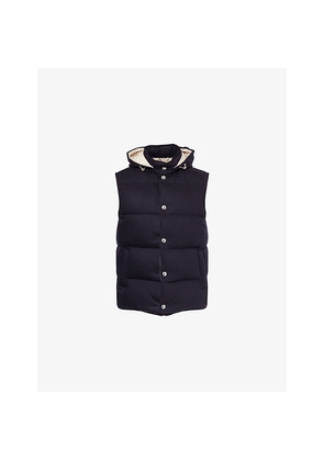 Mens Eleventy Padded Sleeveless Wool-Cashmere Blend Gilet