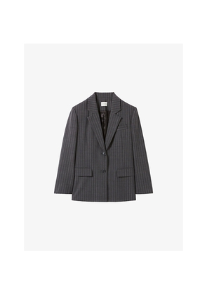 Womens Claudie Pierlot Striped Single-Breasted Stretch Wool-Blend Blazer