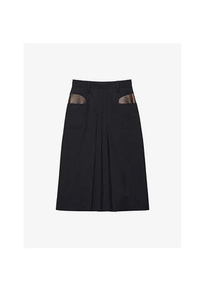 Womens Prada Pleated Mohair and Wool-Blend Midi Skirt