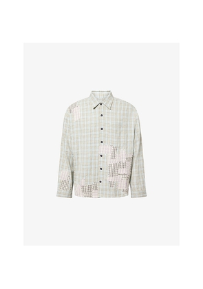 Mens Story mfg Scrap Patchwork Checked Cotton Shirt