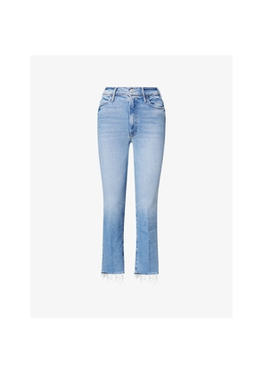 Womens Mother The Hustler Ankle Fray Flared Stretch-Denim Blend Jeans