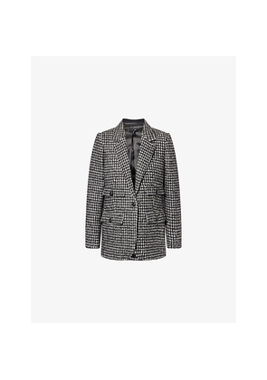 Womens Me And Em Houndstooth Single-Breasted Woven Blazer