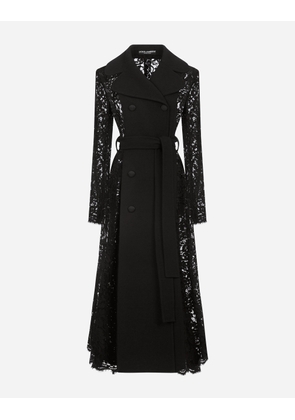 Dolce & Gabbana Belted Double-breasted Crepe And Lace Coat - Woman Coats And Jackets Black 40