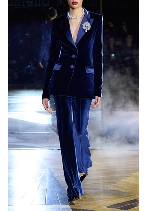 Pamella Roland Satin-Lapel Stretch-Velvet Jacket - Moda Operandi