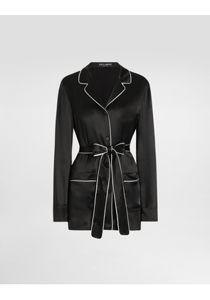 Dolce & Gabbana Silk Pajama Shirt With Contrasting Piping - Woman Shirts And Tops Black Silk 46