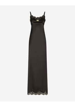Dolce & Gabbana Long Satin Slip Dress With The Tag - Woman Dresses Black Silk 42