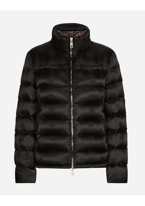 Dolce & Gabbana Padded Satin Jacquard Down Jacket With All-over Dg Logo - Woman Coats And Jackets Black 48
