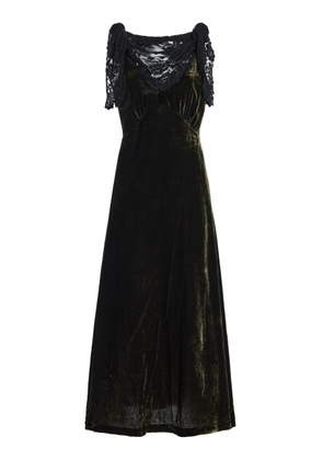 Sea Norabelle Lace-Detailed Velvet Maxi Dress - Moda Operandi