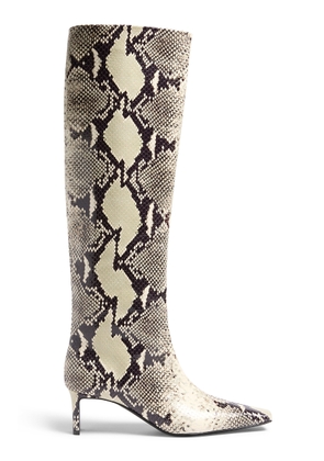 Khaite Ona Python-Effect Leather Knee Boots - Moda Operandi