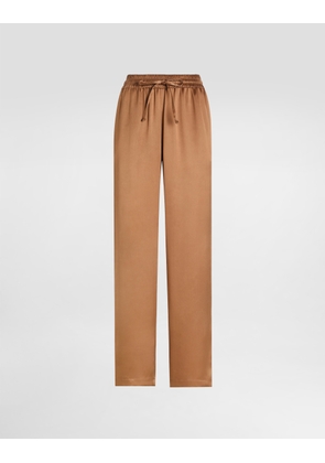 Dolce & Gabbana Double Silk Satin Pajama Pants - Woman Pants And Shorts Beige 42