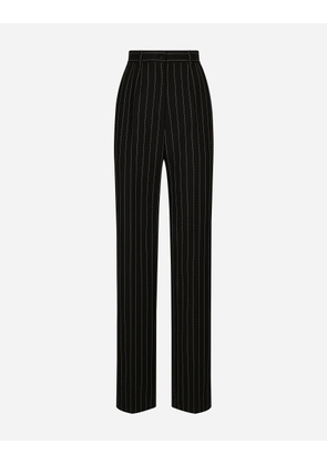 Dolce & Gabbana Flared Pinstripe Wool Pants - Woman Pants And Shorts Multicolor 50